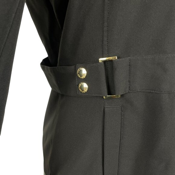 Via Spiga Black Quilted Hooded Coat With Golden Detail & Leopard Lining Szize S - Picture 10 of 13